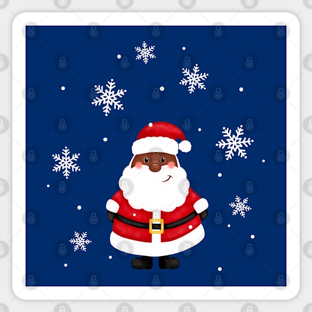 Cute black santa wish merry christmas. New Year. Sticker by IriSev